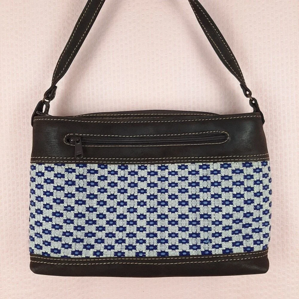 Guatemala Genuine Leather Crossbody Stitch Embroidery Bag Brown Zipper Handcraft